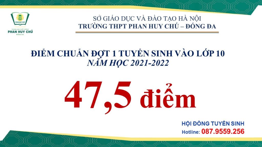 THÔNG BÁO ĐIỂM CHUẨN TUYỂN SINH VÀO LỚP 10 NĂM HỌC 2021-2022