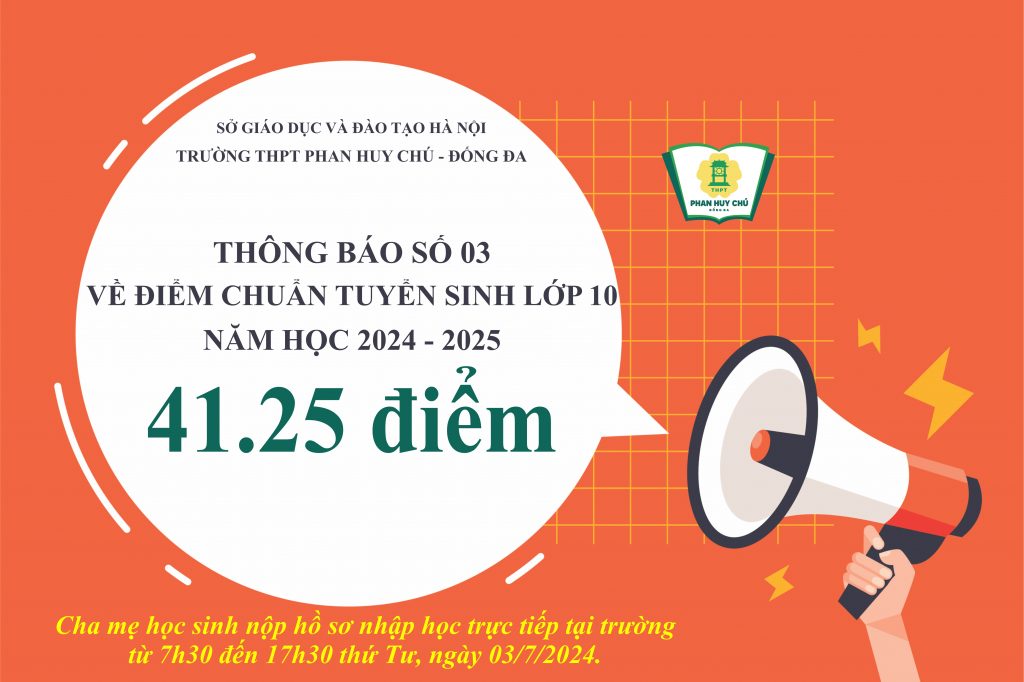 THÔNG BÁO ĐIỂM CHUẨN TUYỂN SINH LỚP 10 NĂM HỌC 2024 - 2025